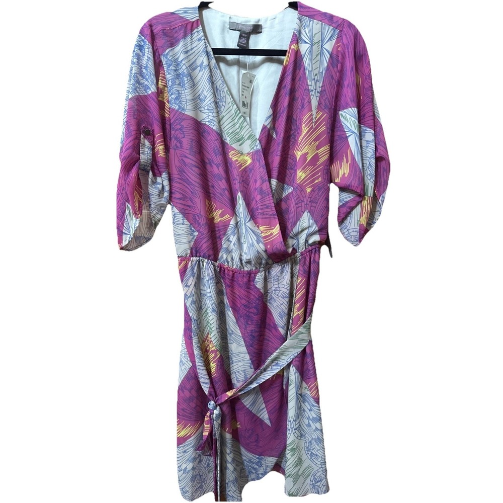 Fynn & Rose Woman Pink Purple Abstract Wrap Dress 18W NWT